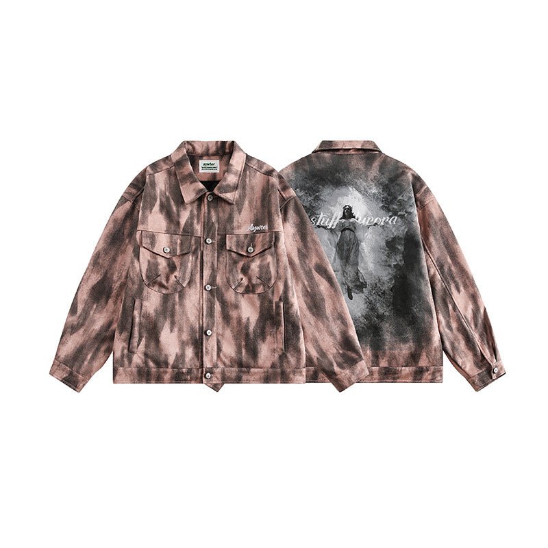 Back Graffiti Denim Jacket Retro Trendy Neutral Casual Jacket - Laberetta