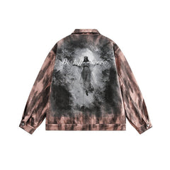 Back Graffiti Denim Jacket Retro Trendy Neutral Casual Jacket - Laberetta