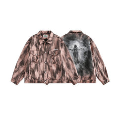Back Graffiti Denim Jacket Retro Trendy Neutral Casual Jacket - Laberetta