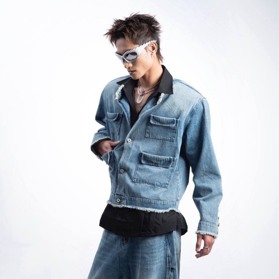 Oversized Distressed Denim Jacket – Bold Style, No Compromises - Laberetta